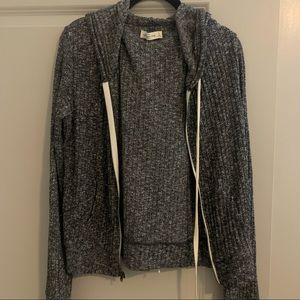 Abercrombie & Fitch Gray Ribbed Knit Zip-up Sweater